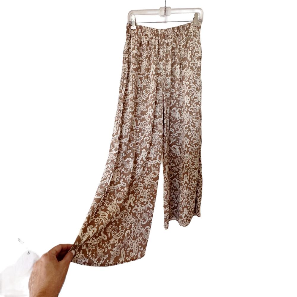 mittoshop Brown & Cream Paisley Wide Leg Pants